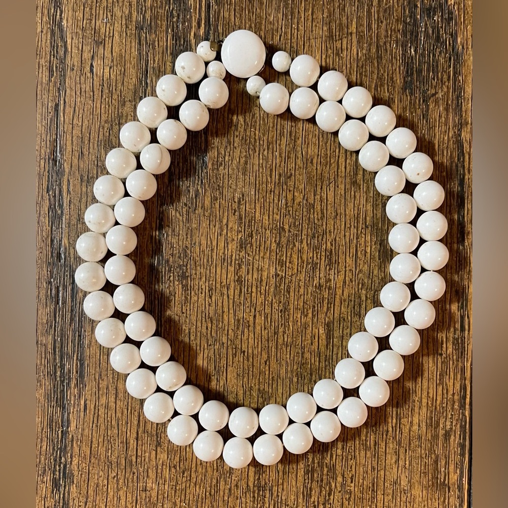 White Double Strand Beads -1/4” round, 15” long